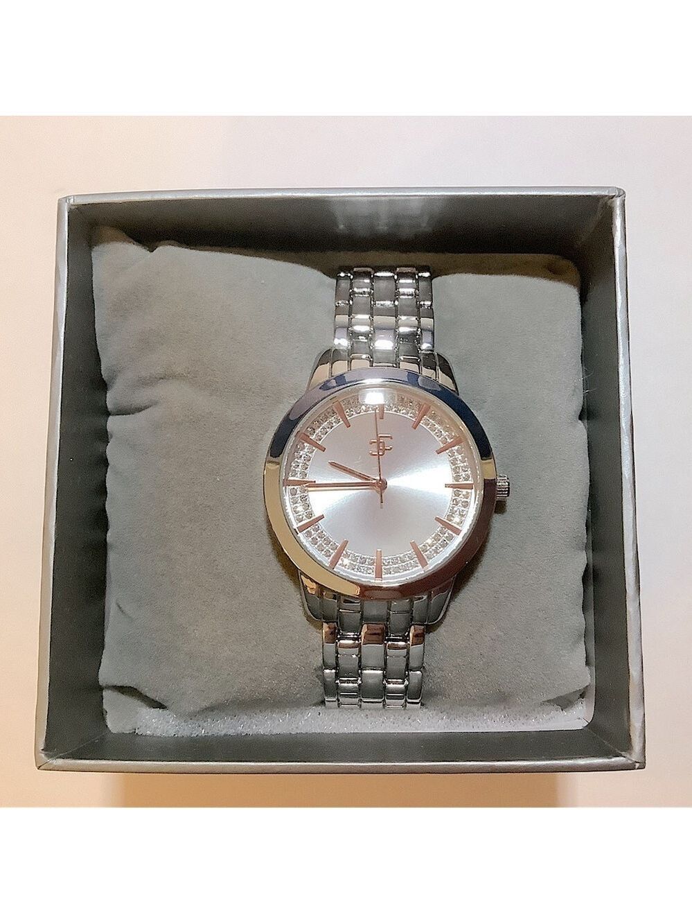 Chico’s Silvertone Metal Watch With Glitz New In Box
